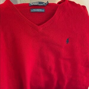 Ralph Lauren Classic Red V-Neck Sweater xl
